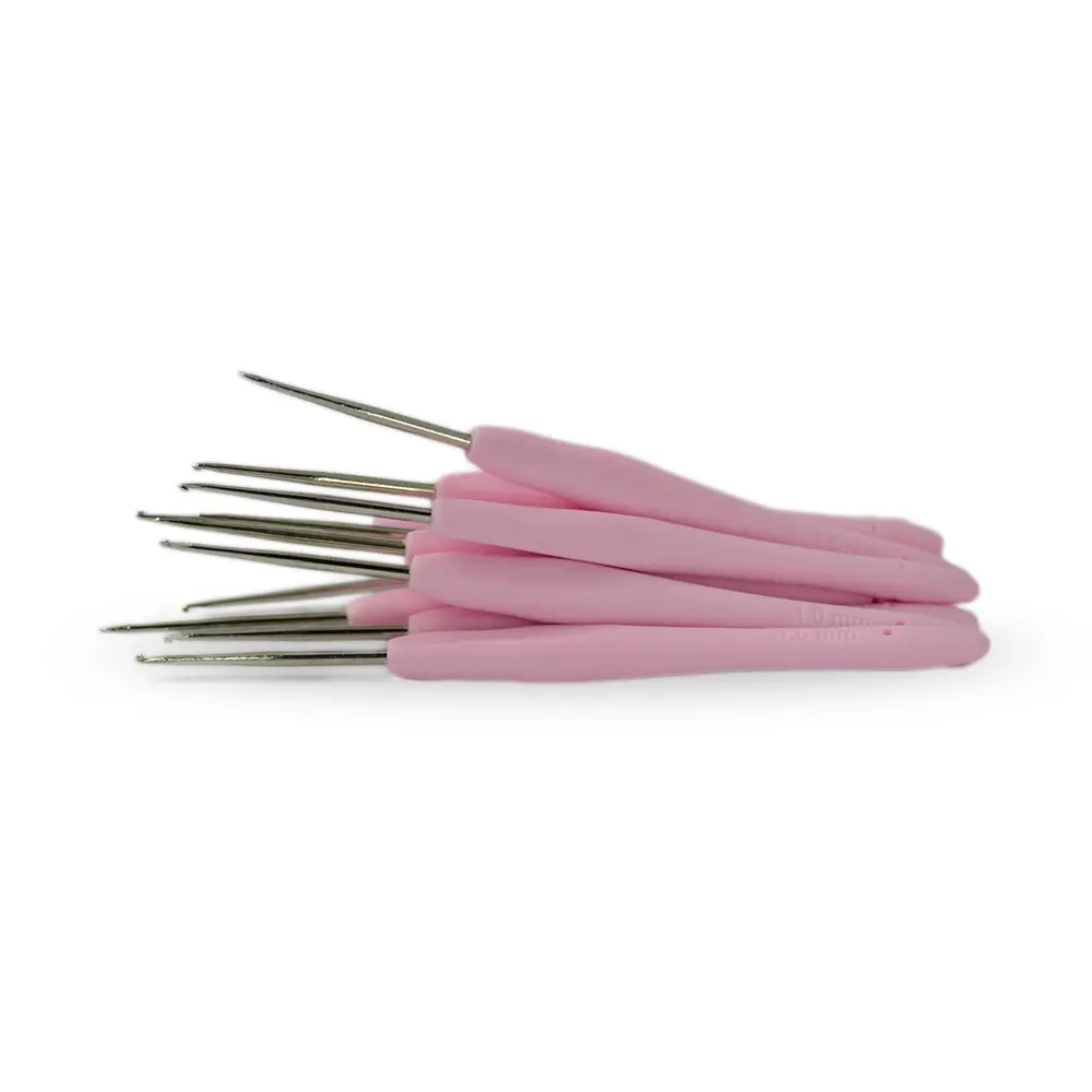 Aguja Crochet Mango Siliconado 1.0mm X 12 UND