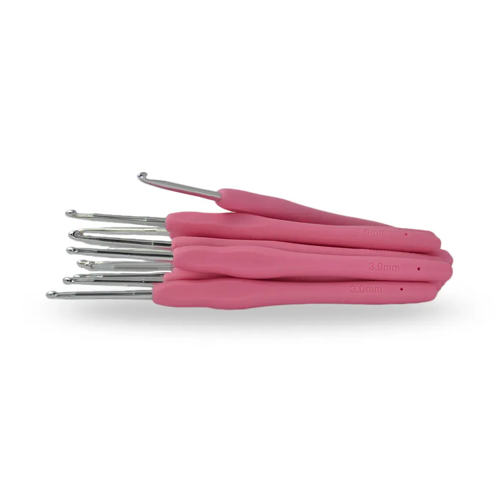 Aguja Crochet Mango Siliconado 3.0mm X 12 UND