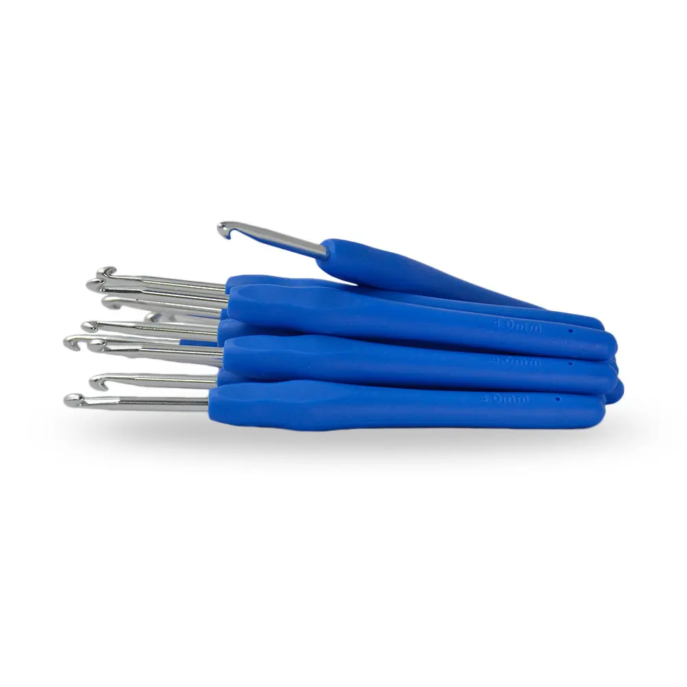 Aguja Crochet Mango Siliconado 4.0mm X 12 UND