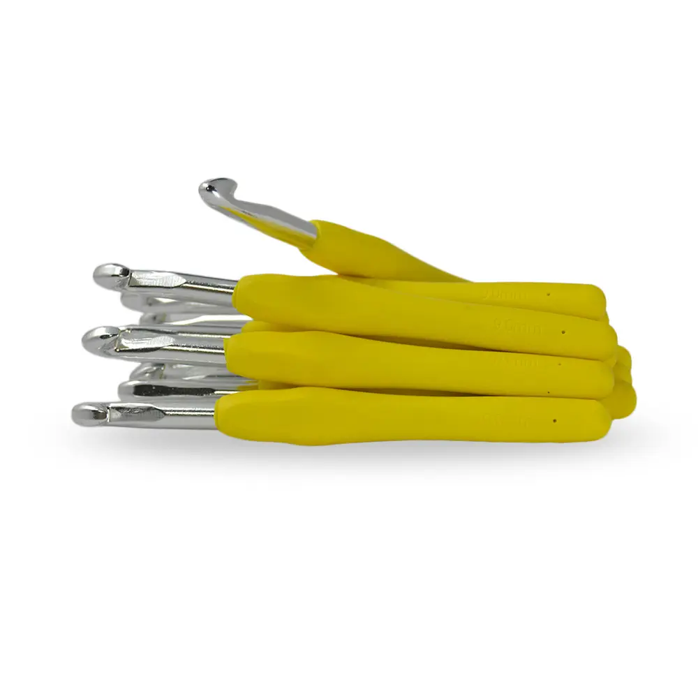 Aguja Crochet Mango Siliconado 9.0mm X12Uniades 