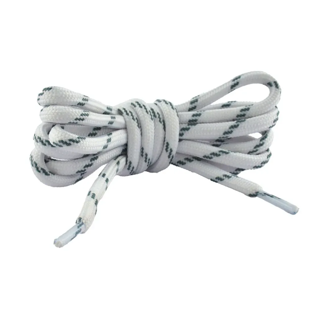 Cordón Mónaco Pintas (Blanco pintas Gris, 90cm, 1/4 Gruesa (36 Pares))