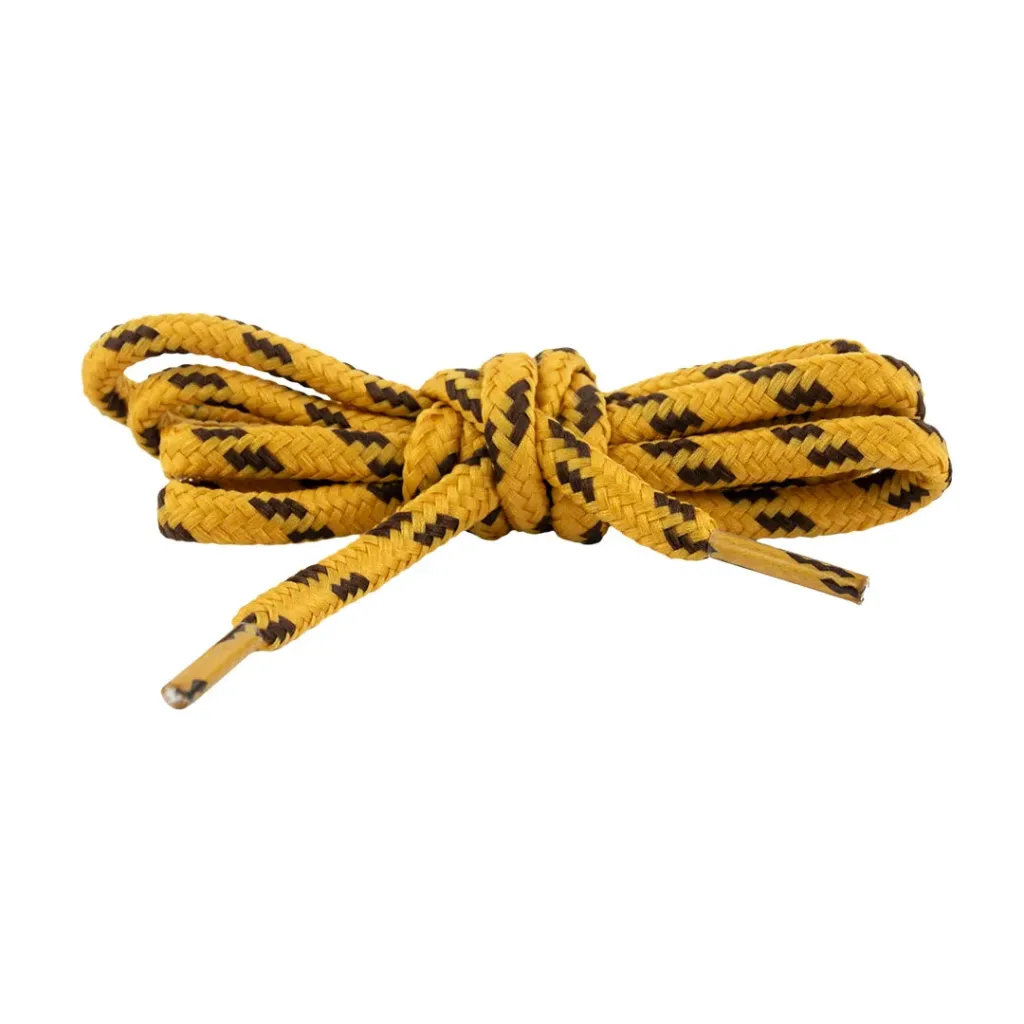 Cordón Redondo Pintas (Amarillo pinta Café, 90cm, 1/4 Gruesa (36 Pares))